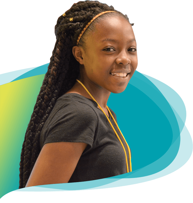 junior-achievement-highlight Black girl smiling at camera