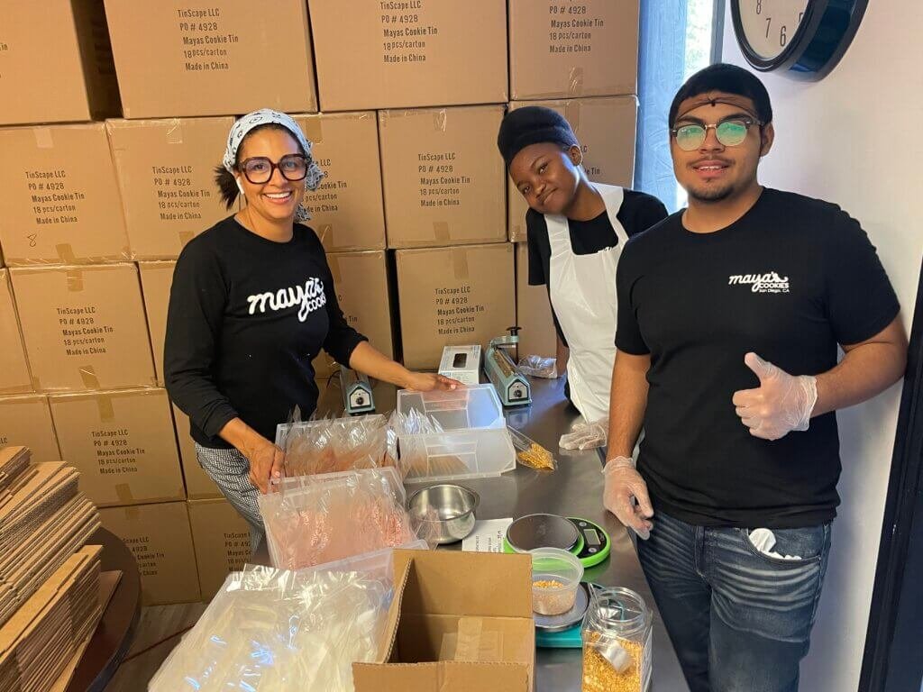 Students at their Maya's Cookies internship